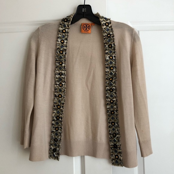 tory burch tweed trim cardigan